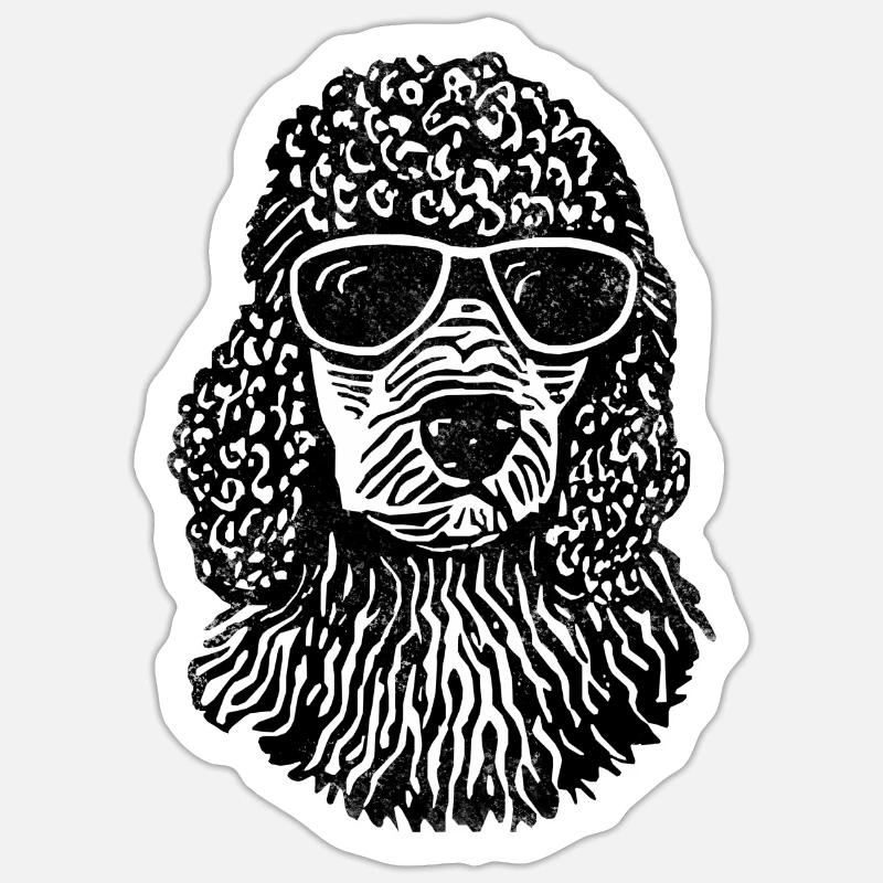 Caniche - Sticker taille S (10 x 10 cm) - blanc mat
