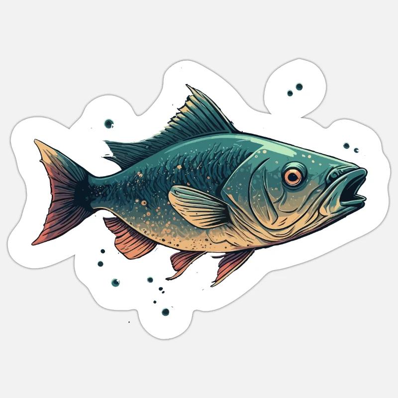 Fisch - Sticker Größe S (10 x 10 cm) - Mattweiß