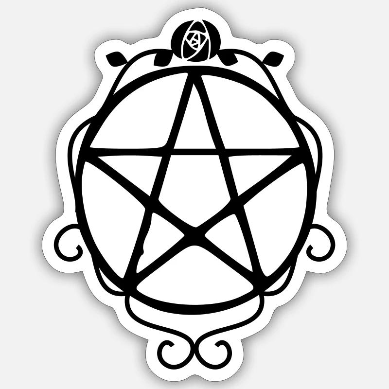 Symbole de l’étoile de la Wicca - Sticker taille S (10 x 10 cm) - blanc mat