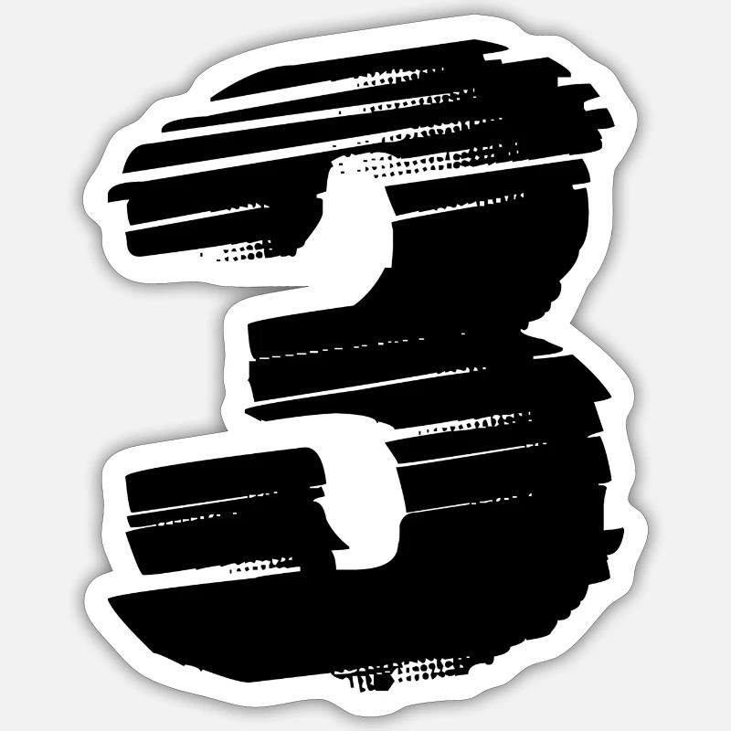 Maillot 3 numéros - Sticker taille S (10 x 10 cm) - blanc mat
