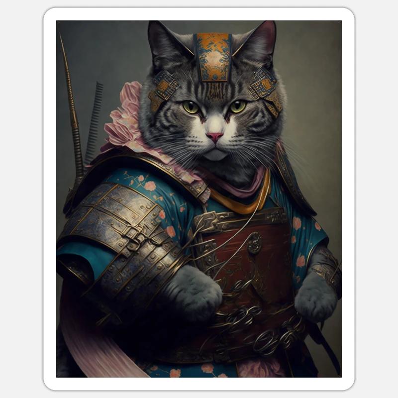 Chatmurai 6 - Sticker Größe S (10 x 10 cm) - Mattweiß