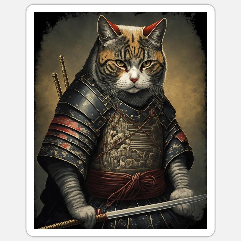 Chatmurai 9 - Sticker Größe S (10 x 10 cm) - Mattweiß