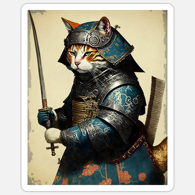 Chatmurai 3 - Sticker size S (10 x 10 cm) - white matte