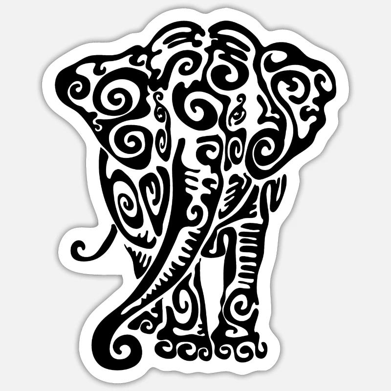 Éléphant - Sticker taille S (10 x 10 cm) - blanc mat