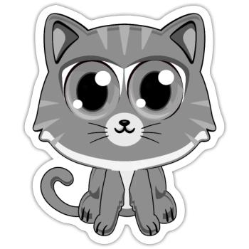 Grey Cat - Sticker size S (10 x 10 cm) - white matte - Front
