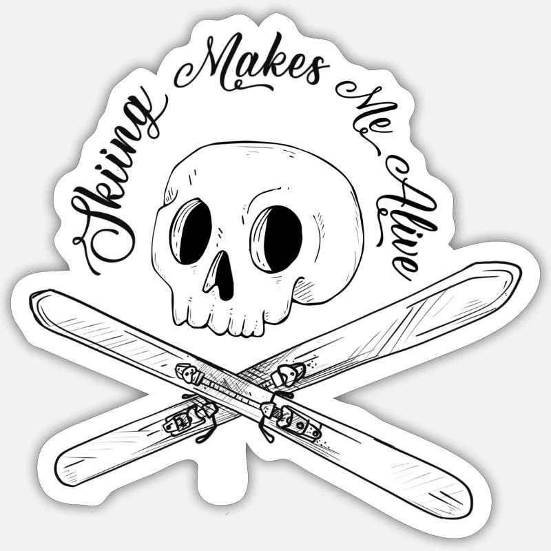 Skiing Brings Me Alive - Sticker size S (10 x 10 cm) - white matte