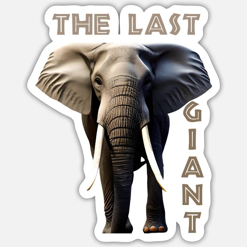 elephant last giant - Sticker taille S (10 x 10 cm) - blanc mat