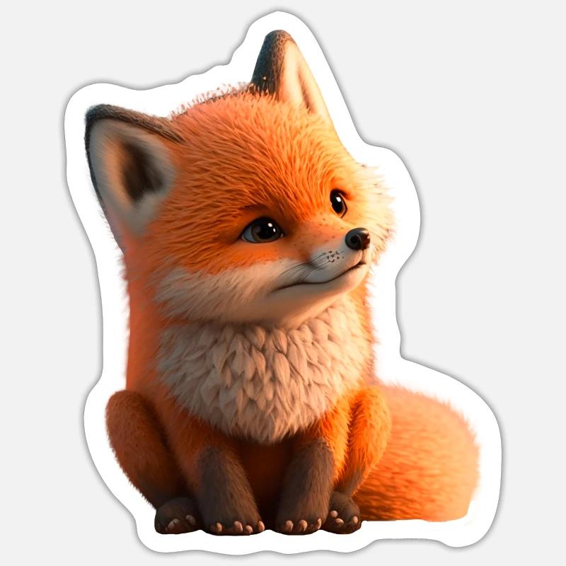 Fuchs sitzend - Sticker Größe S (10 x 10 cm) - Mattweiß