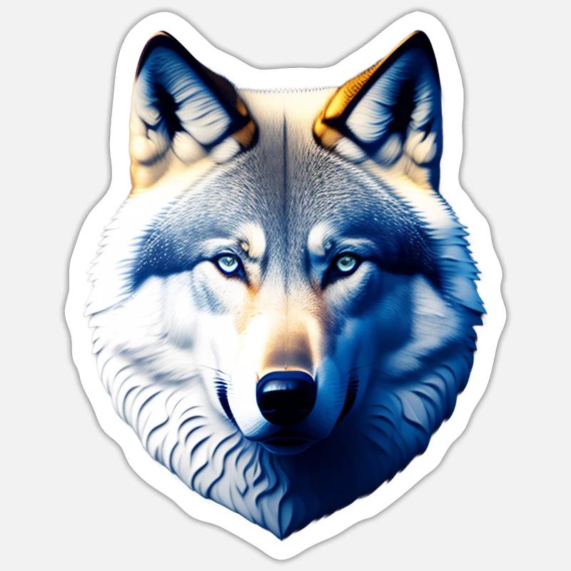 Wolf's head with blue eyes - Sticker size S (10 x 10 cm) - white matte