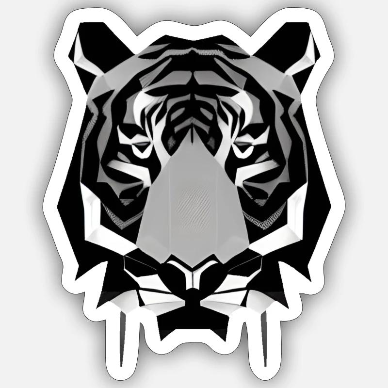 Polygon Design Säbelzahntiger Tierkopf - Sticker Größe S (10 x 10 cm) - Mattweiß