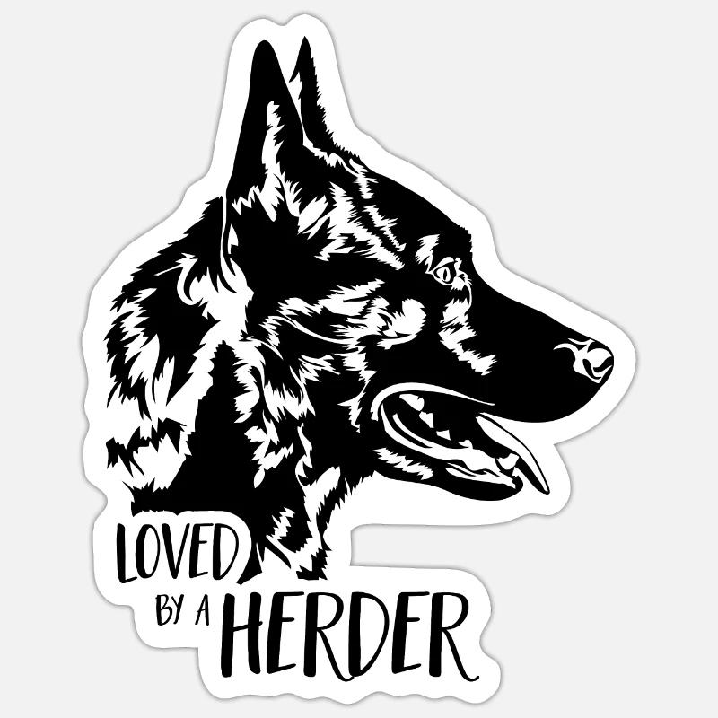 Loved by a Herder Hunde Hundespruch Wilsigns - Sticker size S (10 x 10 cm) - white matte