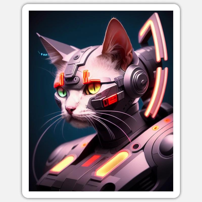 Conception Cyborg Cat Sticker taille S (10 x 10 cm)