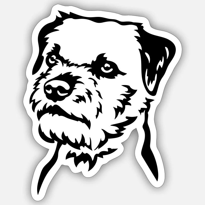 Tête de Border Terrier - Sticker taille S (10 x 10 cm) - blanc mat
