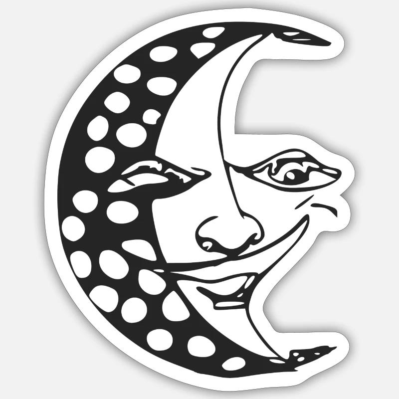 La lune a deux visages - Sticker taille S (10 x 10 cm) - blanc mat