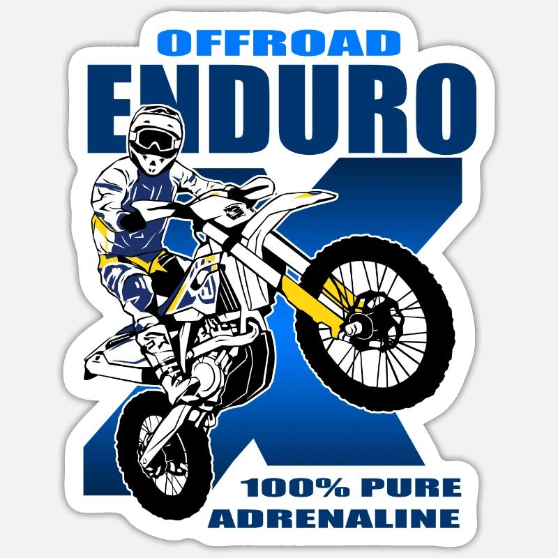 Enduro Tout-terrain - Sticker taille S (10 x 10 cm) - blanc mat