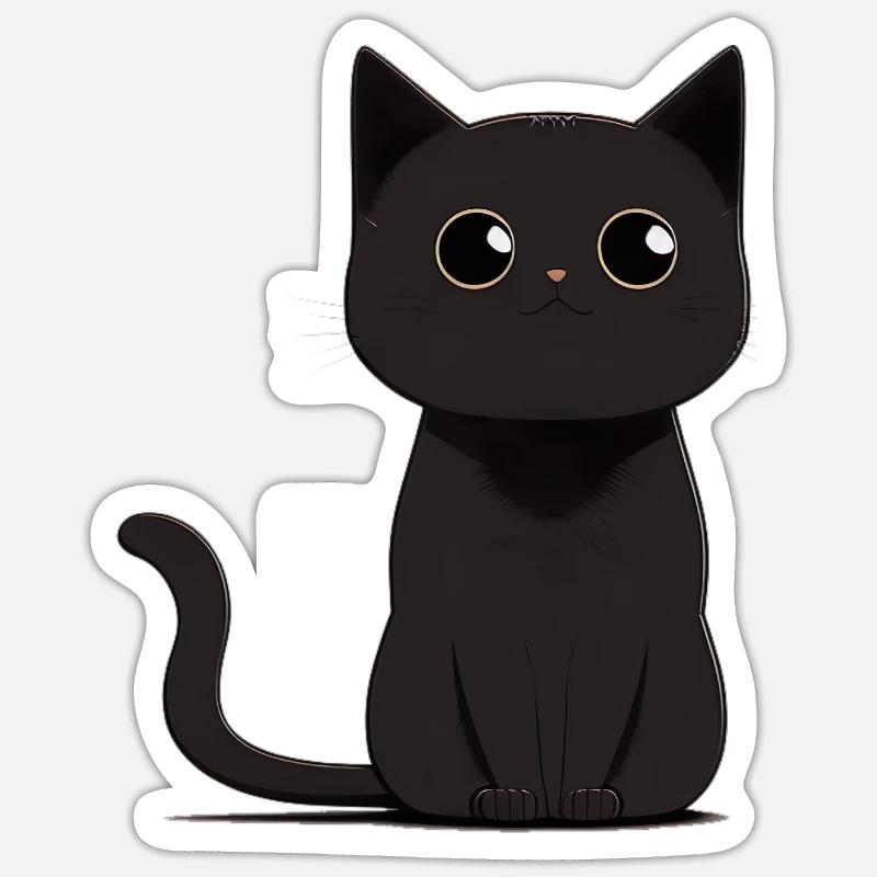 Chat Noir - Sticker taille S (10 x 10 cm) - blanc mat