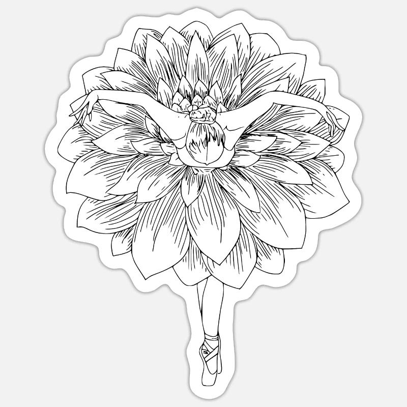 fleur danseuse - Sticker taille S (10 x 10 cm) - blanc mat