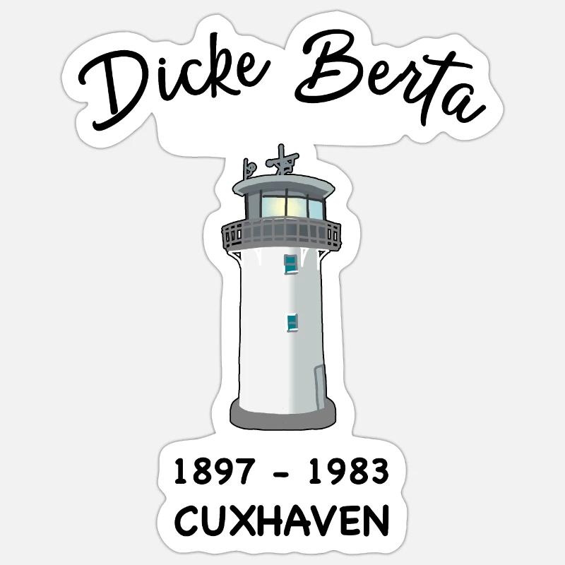 lighthouse Dicke Berta, Cuxhaven, harbour - Sticker size S (10 x 10 cm) - white matte