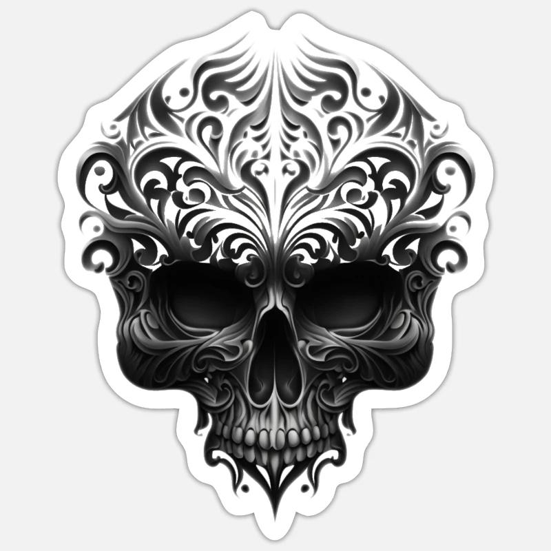 Skull, Gothic - Sticker size S (10 x 10 cm) - white matte
