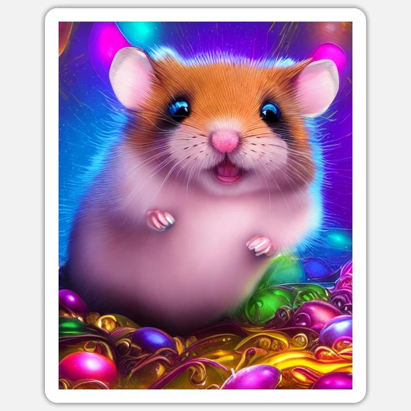 Cooles Comic-Porträt eines Hamsters Sticker Größe S (10 x 10 cm)