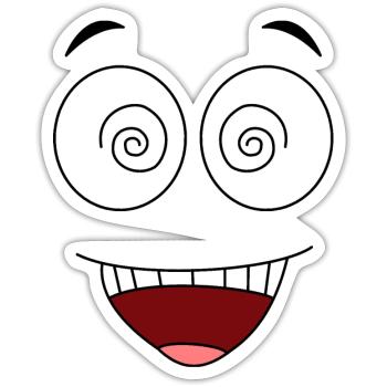 Visage fou - Sticker taille S (10 x 10 cm) - blanc mat - Devant