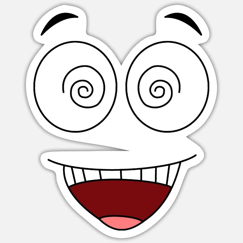 Visage fou - Sticker taille S (10 x 10 cm) - blanc mat