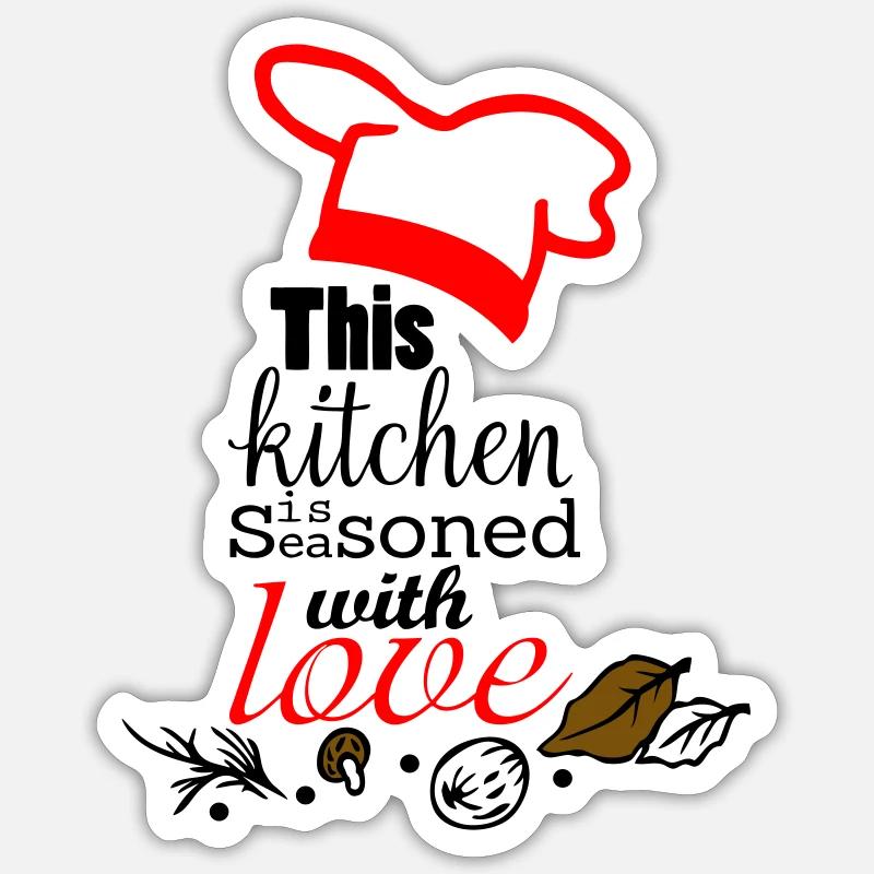 Chef, Cuisine - Sticker taille S (10 x 10 cm) - blanc mat