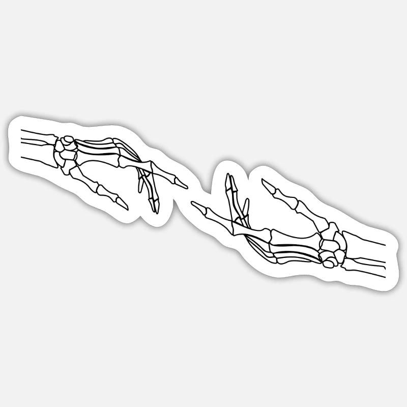 Hände aus Knochen - Sticker Größe S (10 x 10 cm) - Mattweiß