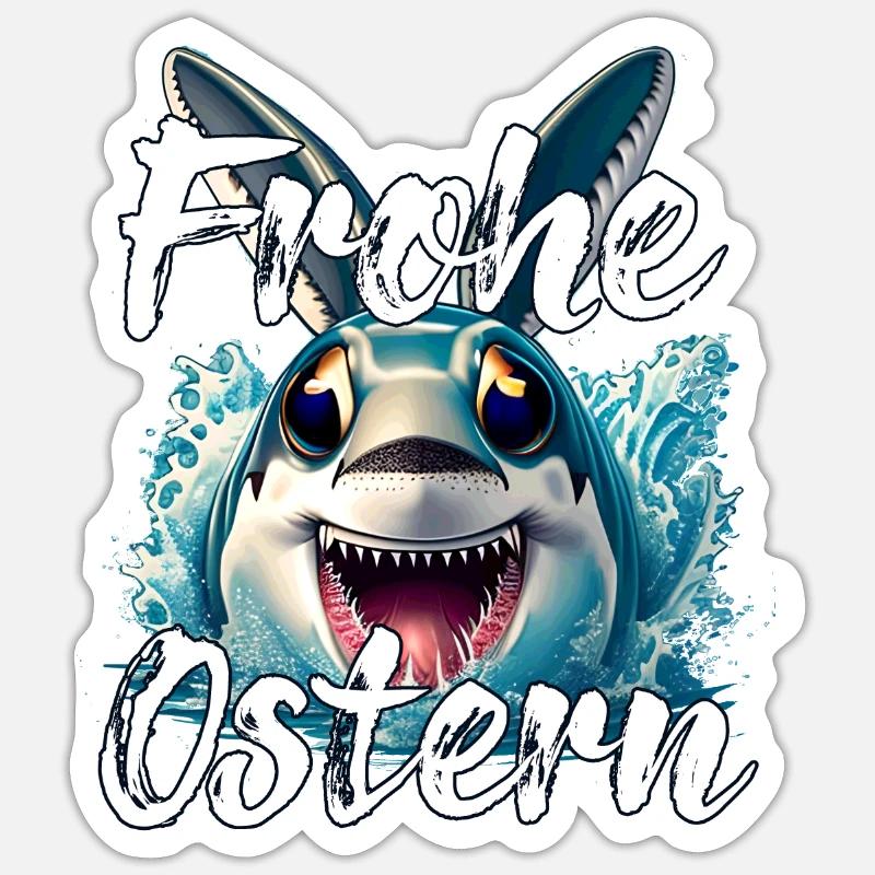 Easter shark instead of Easter egg Sticker size S (10 x 10 cm)