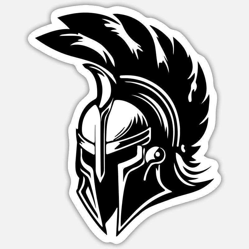 Spartaner Helm Gladiator Symbol - Sticker Größe S (10 x 10 cm) - Mattweiß