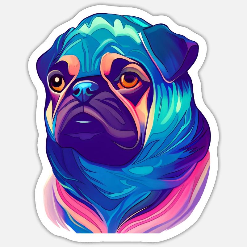 Pug - Sticker size S (10 x 10 cm) - white matte