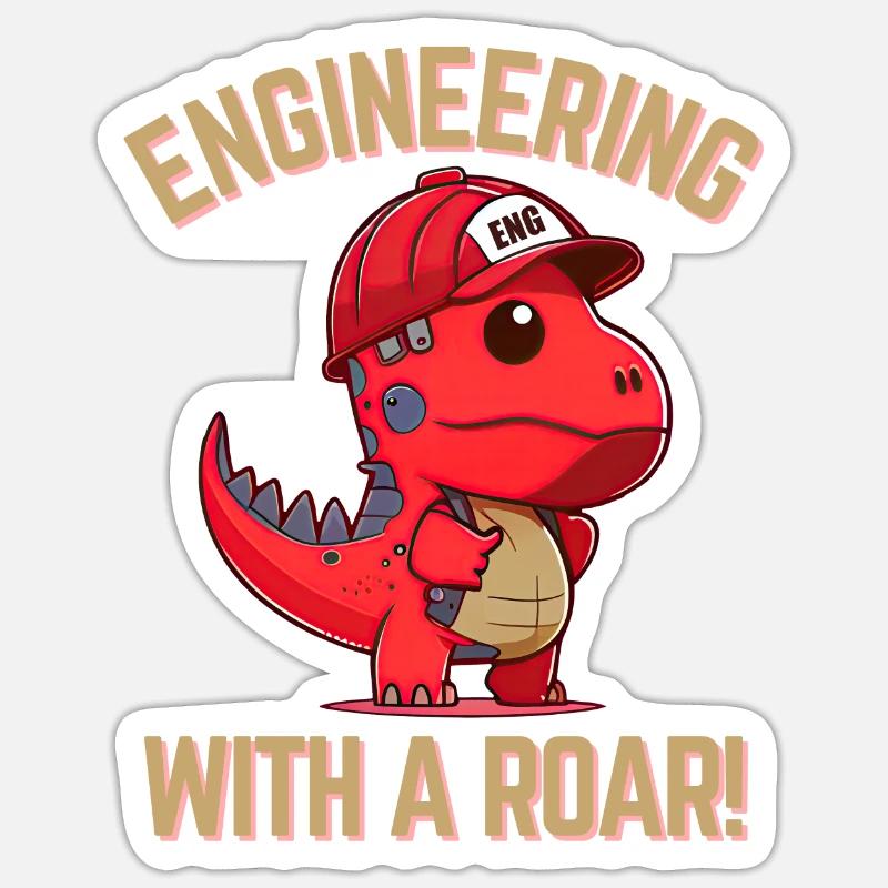 Dino The Engineer - Sticker size S (10 x 10 cm) - white matte