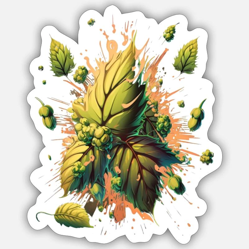 Craft beer with hops explosion - Sticker size S (10 x 10 cm) - white matte