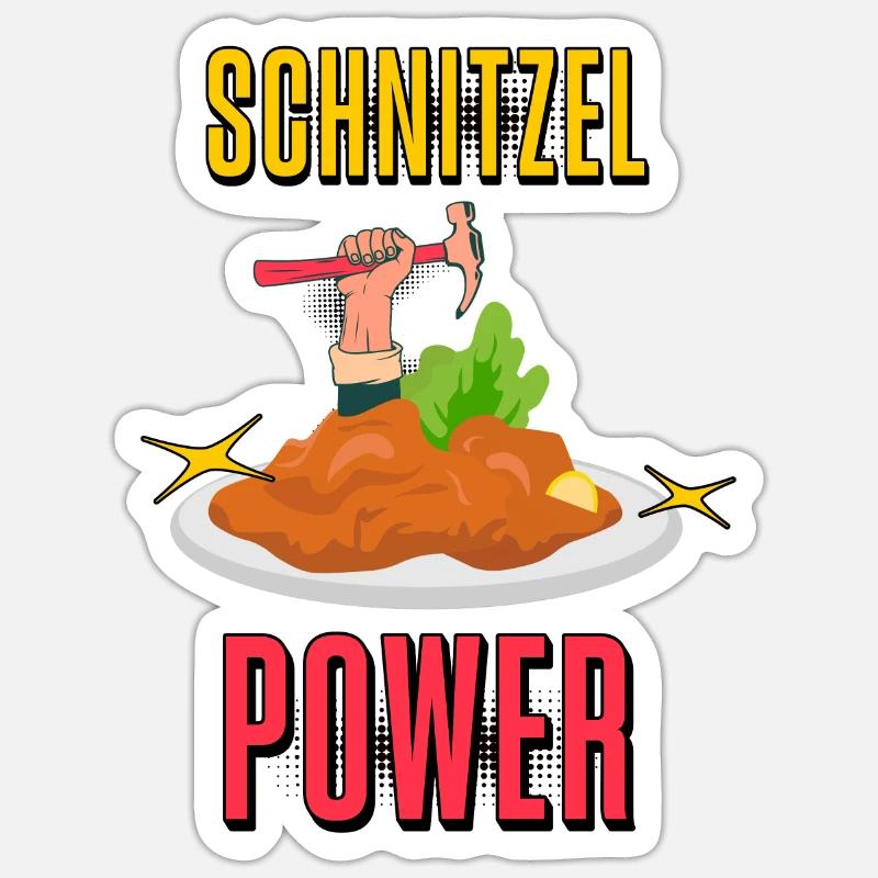 Schnitzel Power, Schnitzel Kraft - Sticker Größe S (10 x 10 cm) - Mattweiß
