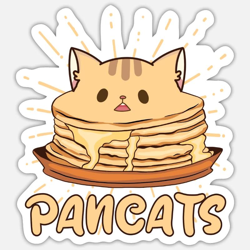 Pancats - drôle de conception de chat de crêpe - Sticker taille S (10 x 10 cm) - blanc mat