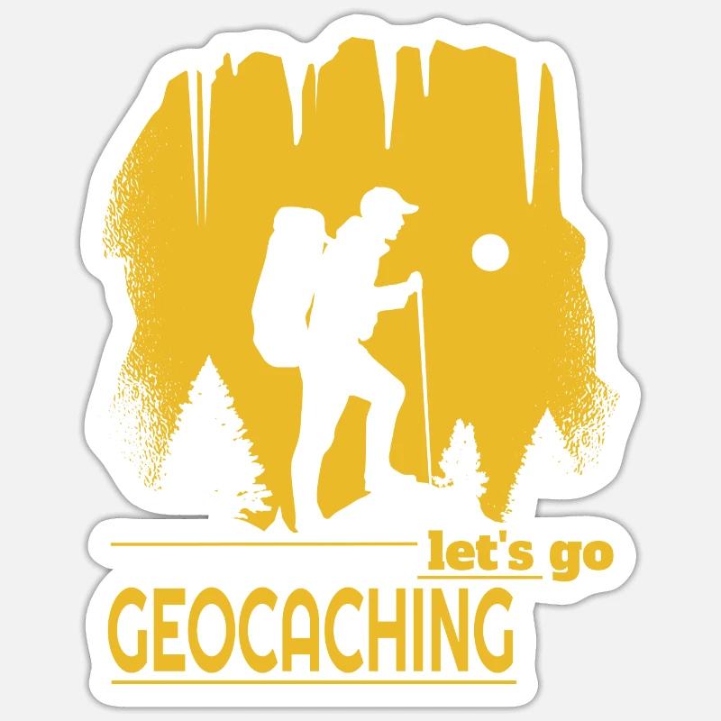 Lets go Geocaching - Sticker Größe S (10 x 10 cm) - Mattweiß