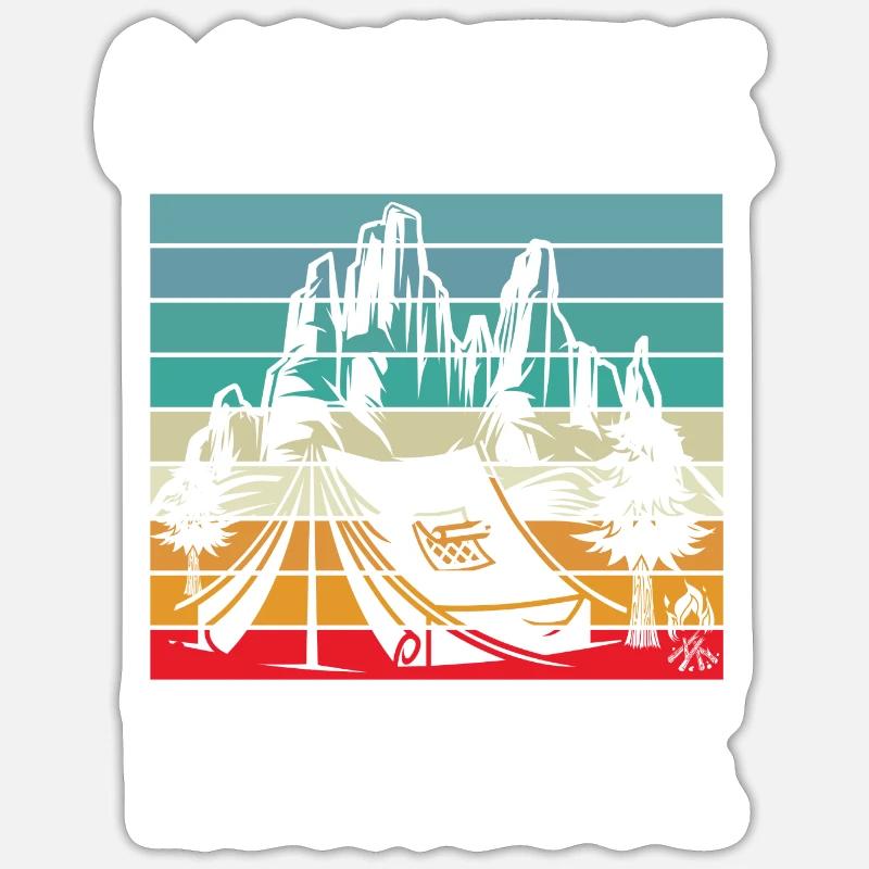 campeuse heureuse - Sticker taille S (10 x 10 cm) - blanc mat
