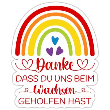 Danke sagen Kita Kindergarten Boho Regenbogen bunt - Sticker Größe S (10 x 10 cm) - Mattweiß - Vorne