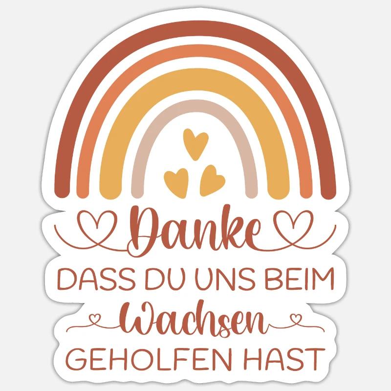 Boho Regenbogen Danke Abschied Kita Kindergarten - Sticker Größe S (10 x 10 cm) - Mattweiß