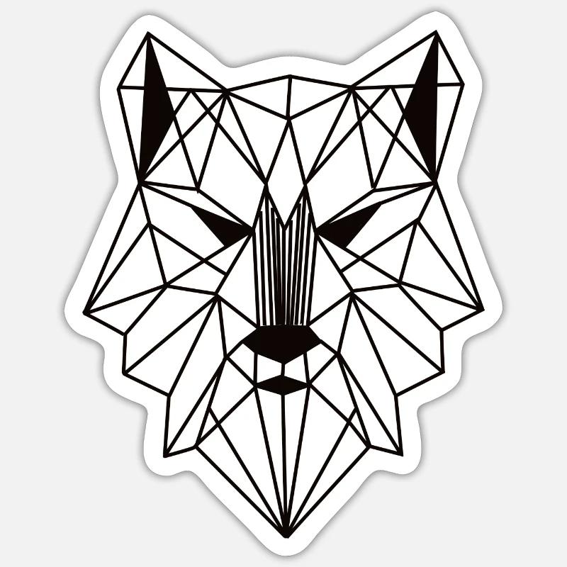wolf als geometrische Figur einfarbig Sticker Größe S (10 x 10 cm)