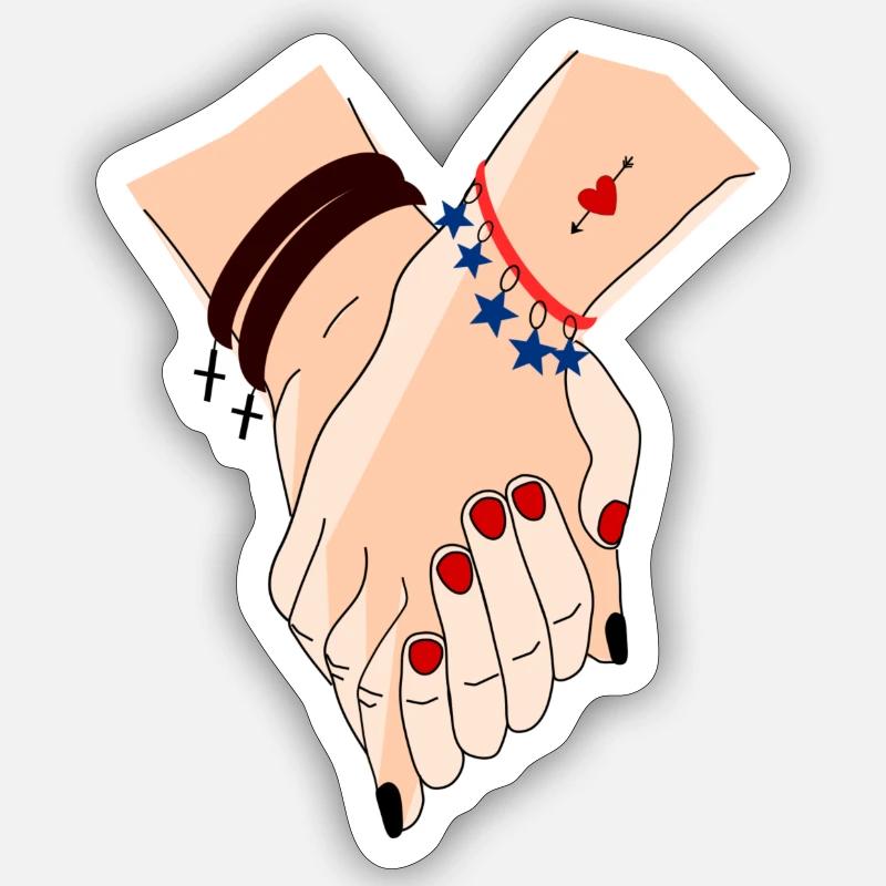 mains entrelacées pour être ensemble Sticker taille S (10 x 10 cm)