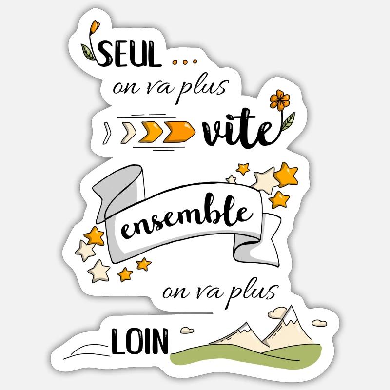 Ensemble on va plus loin - Sticker taille S (10 x 10 cm) - blanc mat