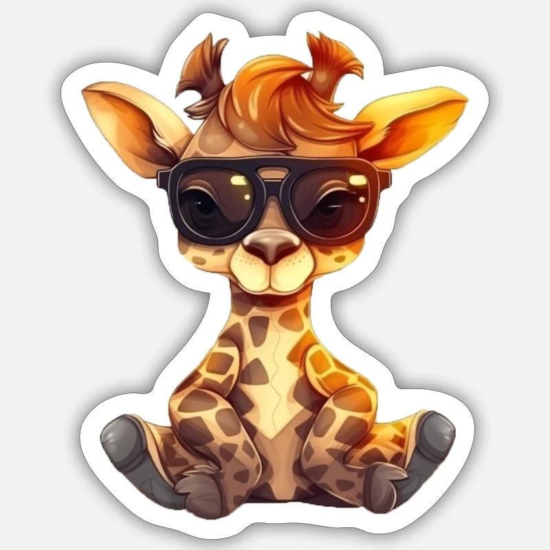 Mignon bébé girafe - Sticker taille S (10 x 10 cm) - blanc mat