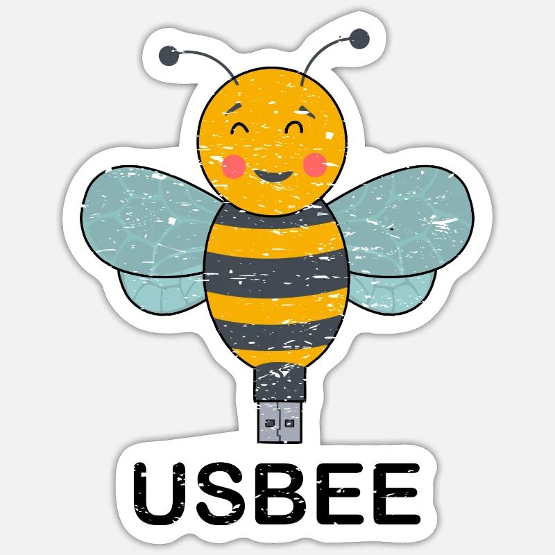 US BEE - USB Biene - Clé USB Sticker taille S (10 x 10 cm)