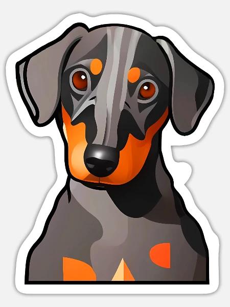 Dackel Design Grafik Motiv - Sticker Größe S (10 x 10 cm) - Mattweiß