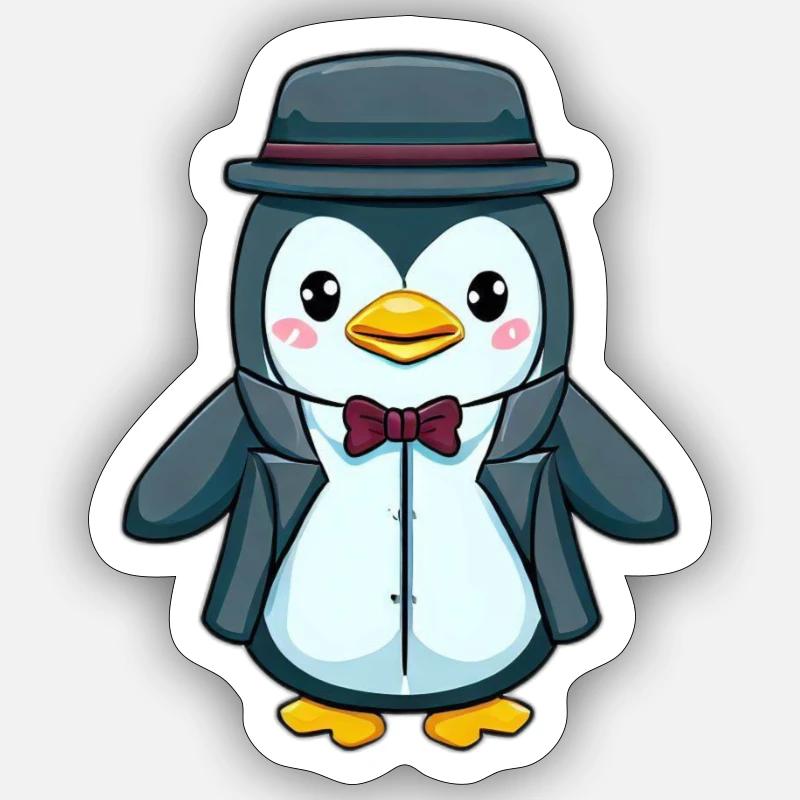 Pingouin - Sticker taille S (10 x 10 cm) - blanc mat