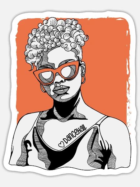 Frau Mit Dancehall-tattoo - Sticker Größe S (10 x 10 cm) - Mattweiß