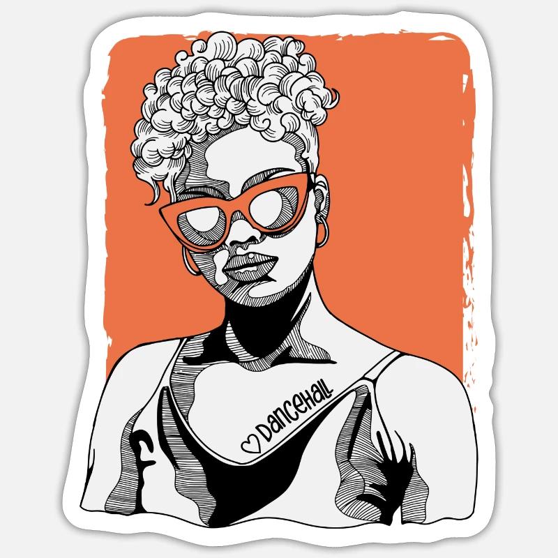Frau Mit Dancehall-tattoo - Sticker Größe S (10 x 10 cm) - Mattweiß