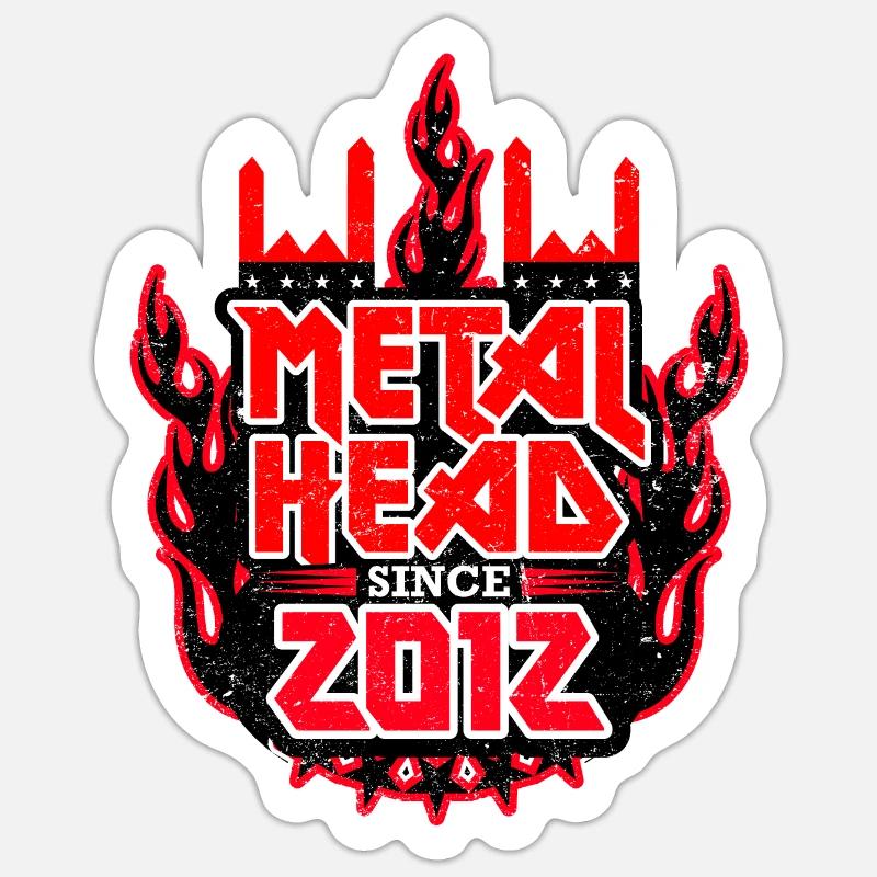 METALHEAD depuis 2012 - Sticker taille S (10 x 10 cm) - blanc mat