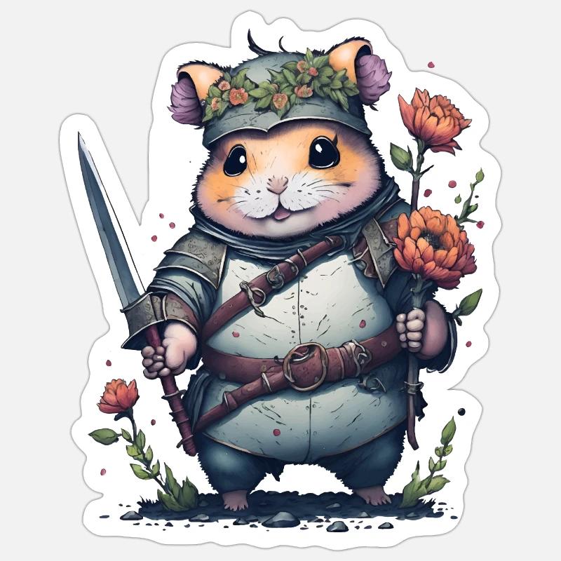 Hamster Samurai: Héros de hamster ninja - Sticker taille S (10 x 10 cm) - blanc mat